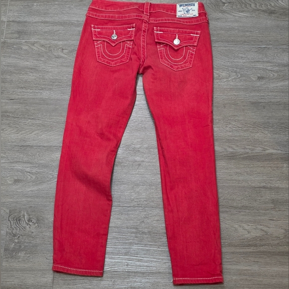 True Religion Red Skinny Jeans Womans Sz 29 Stretch Low Rise - Picture 8 of 14